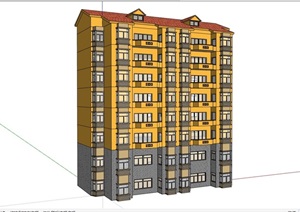 欧式高层居住建筑楼设计SU(草图大师)模型