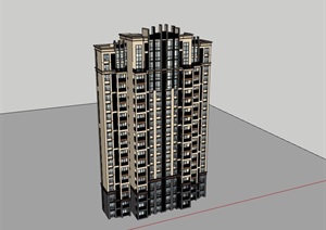 现代高层详细居住建筑楼设计SU(草图大师)模型