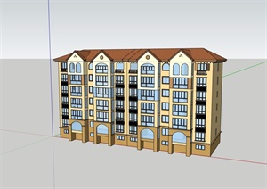 欧式多层居住建筑楼设计SU(草图大师)模型