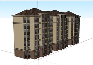 欧式风格居住建筑楼设计SU(草图大师)模型