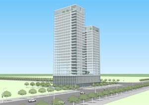 办公酒店公寓楼商业高层公建SU(草图大师)模型1