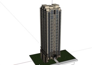 高层完整的居住完整的建筑楼SU(草图大师)模型
