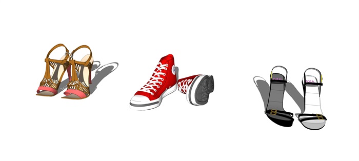 现代鞋子运动鞋高跟鞋包包挂包组合SU模型(3)