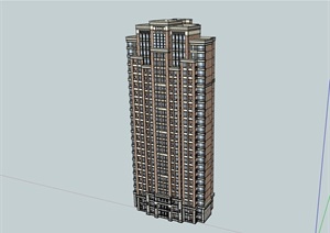 完整的现代完整的住宅楼SU(草图大师)模型