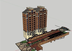 高层完整的欧式完整的住宅楼SU(草图大师)模型