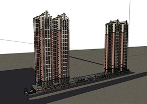 完整的完整的住宅楼SU(草图大师)模型
