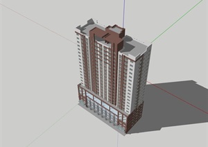 现代风格底商完整的住宅楼SU(草图大师)模型