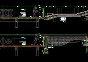 精品驳岸防腐木亲水平台CAD（建筑+结构）施工图