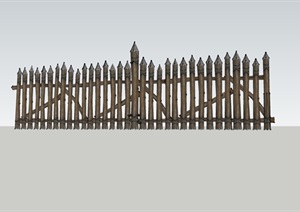 山寨木质防御栏杆SU(草图大师)模型
