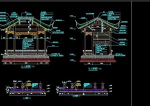 古典中式详细亭子设计cad施工图（天正打开）