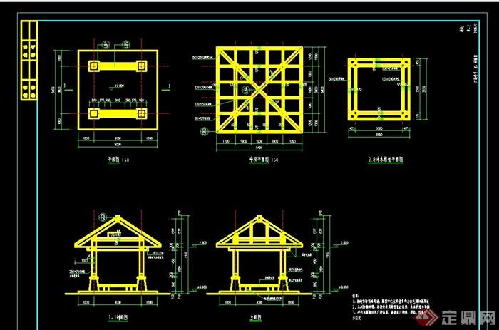 独特的详细亭子设计cad施工图