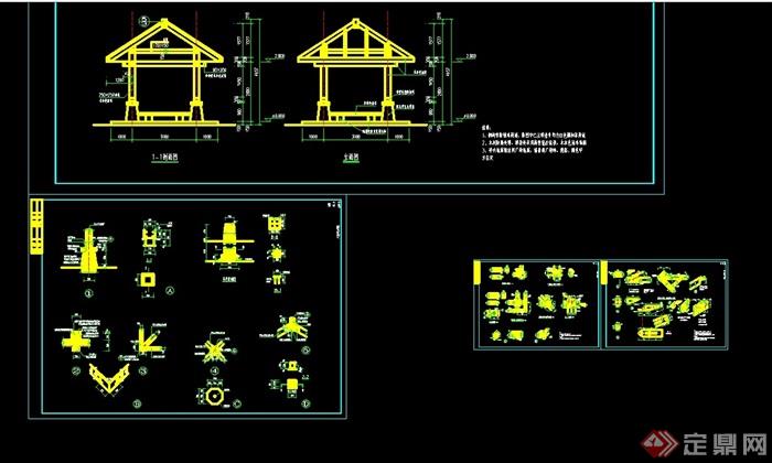 独特的详细亭子设计cad施工图