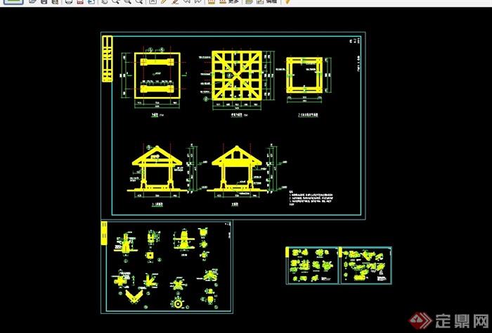 独特的详细亭子设计cad施工图