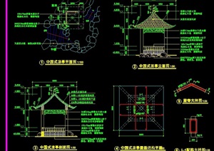 中式独特详细亭子设计cad施工图