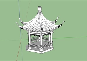 古典中式完整六角亭设计SU(草图大师)模型