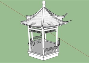 某古典中式六角亭素材设计SU(草图大师)模型