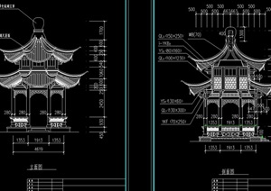 古典中式重檐景观休闲亭设计cad施工图天正打开