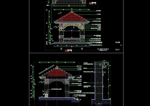 欧式风格园林景观亭子设计cad施工图