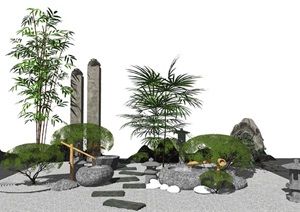 新中式庭院景观 景观小品 滨水景观 石头SU(草图大师)模型