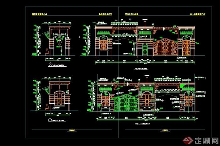 欧式风格入口独特大门设计cad施工图