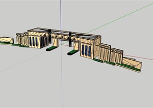 某学校大门入口设计SU(草图大师)模型