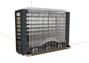 十层的现代风格高层办公楼（综合楼）SU(草图大师)模型