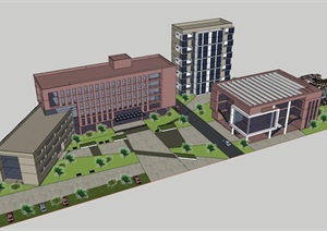 某港区的辅助区办公楼综合楼宿舍楼SU(草图大师)模型