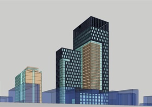 25层的高层办公楼（写字楼）SU(草图大师)模型