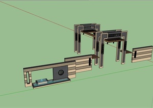现代景墙大门素材设计SU(草图大师)模型
