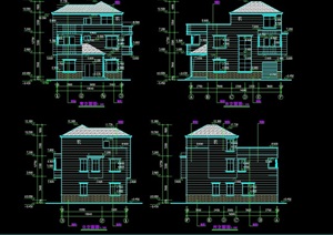 欧式多层别墅建筑设计cad方案图