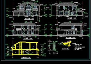 欧式风格整体详细居住别墅设计cad施工图