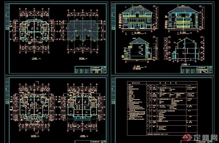 完整独特完整别墅设计cad施工图