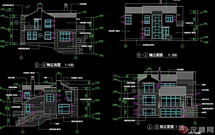 中式风格建筑别墅设计cad施工图