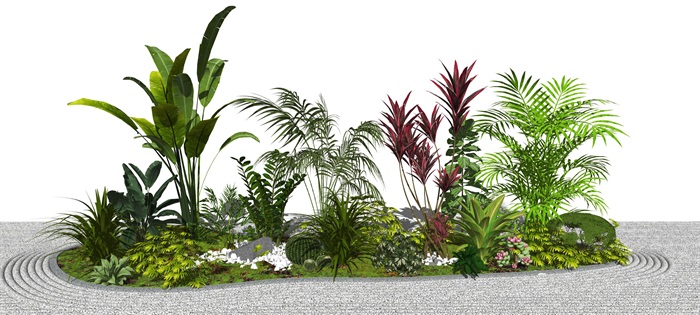 新中式景观小品植物 盆栽绿植SU模型(2)