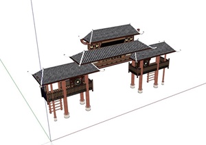 古典中式完整景区大门设计SU(草图大师)模型