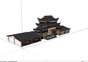 古典中式建筑景区大门设计SU(草图大师)模型
