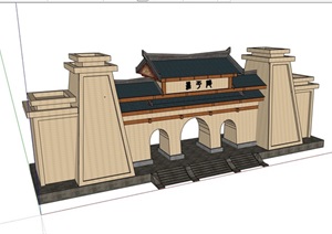 某古典中式景区大门设计SU(草图大师)模型