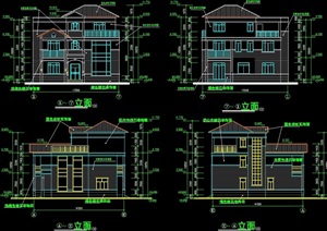 三层独栋的多层独特别墅设计cad施工图