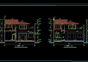 两层中式风格别墅建筑设计cad施工图