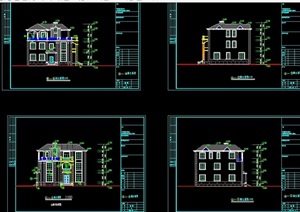 三层详细的独栋居住别墅设计cad施工图