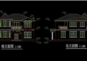 某独特多层居住别墅设计cad施工图