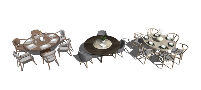 现代餐座椅组合SU模型(1)