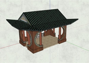 详细的古典中式完整的景观亭SU(草图大师)模型