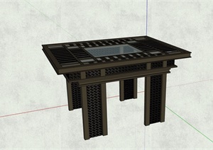 现代风格独特完整的景观亭SU(草图大师)模型