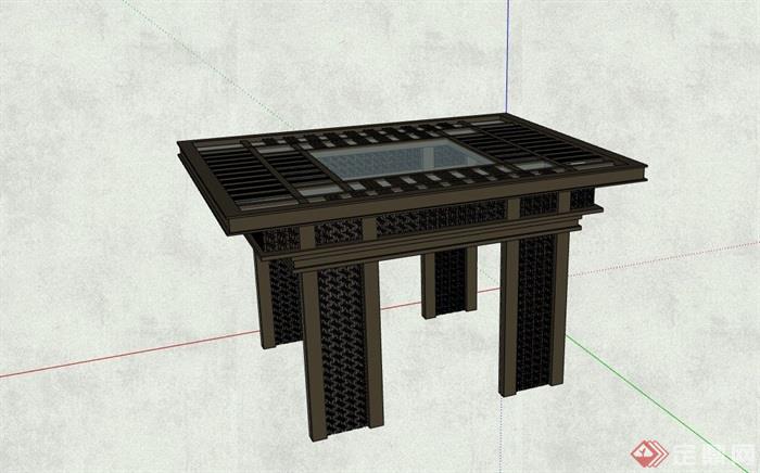 现代风格独特完整的景观亭su模型