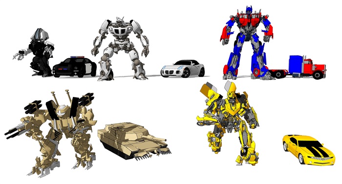 现代变形金刚机器人儿童玩具变形金刚雕塑SU模型(3)