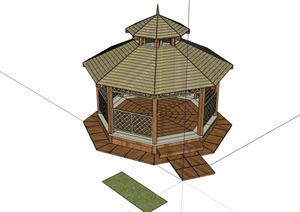 详细的景观园林亭子设计SU(草图大师)模型