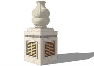 现代中式柱头详细设计SU(草图大师)模型