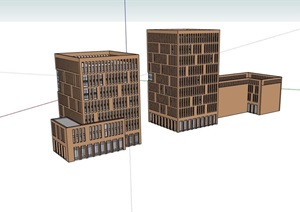 某现代风格完整的办公多层建筑SU(草图大师)模型
