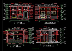 详细的整体别墅住宅设计cad施工图